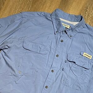 Magellan Outdoors Mens Relaxed Fit L Blue Fishing Shirt Laguna‎ Madre Vent EUC